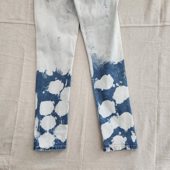 Luxe Moda Jeans Women 6 Blue Denim Acid Wash Straight Mid Rise Split Ankle 25x28 - Picture 11 of 15